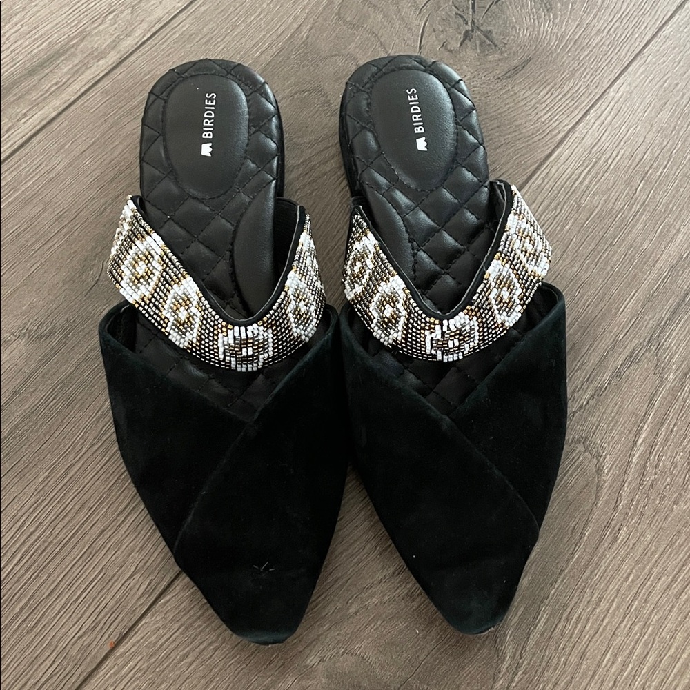 Birdies The Dove Crystal Band Leather Flats Sz:8.5